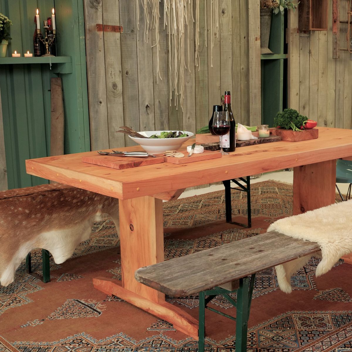 MACROCARPA DINING TABLE/DESK: 1.8M Solid Leg